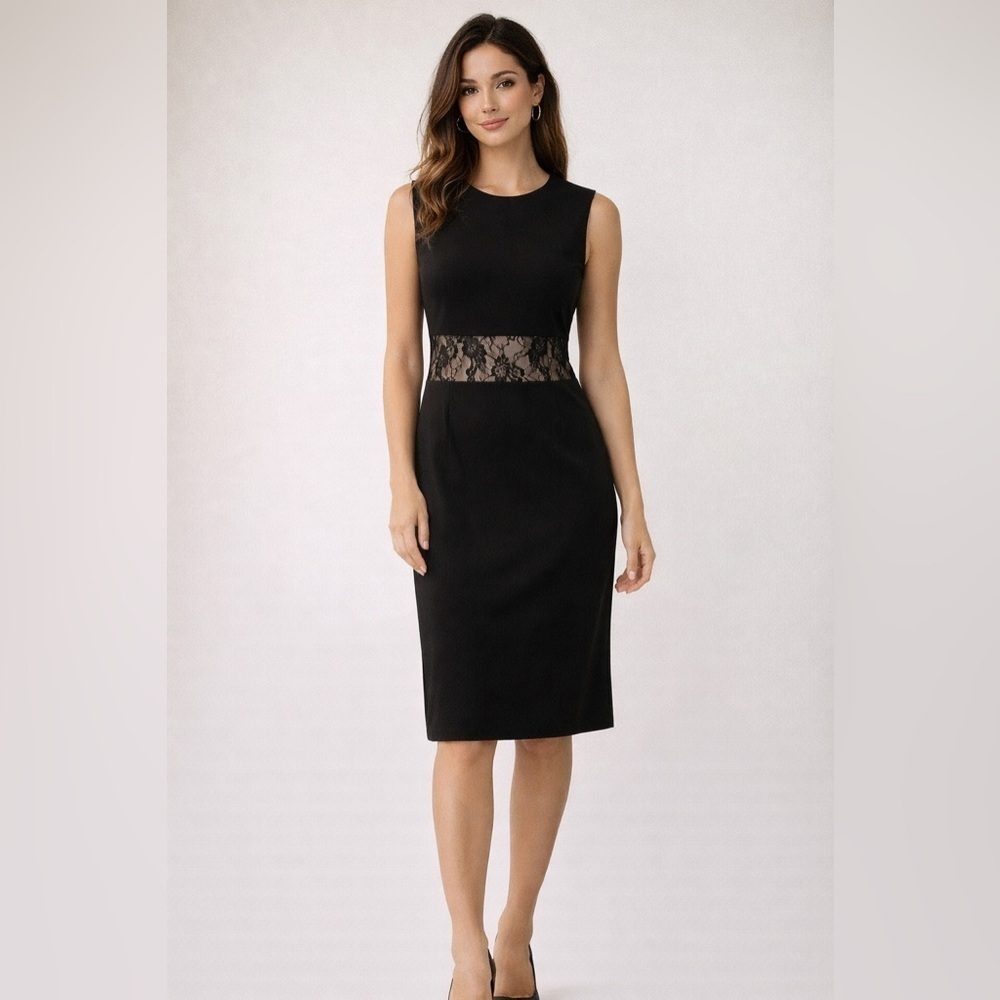 White House Black Market Black Dress with Lace Detail size XXS